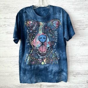 *3/$20* THE MOUNTAIN Dog Tie Dye Boho Multicolored “Lover Not A Fighter” Tee M